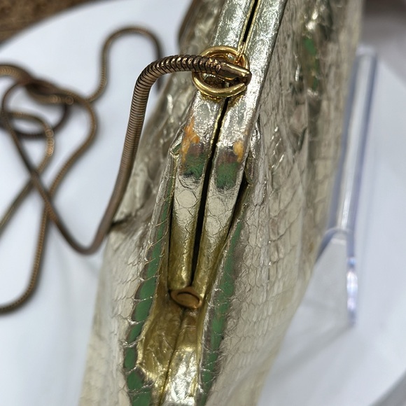 Vintage Robinson’s Metallic Gold Snakeskin Evening Bag - Serpentine Chain VGVC - Picture 7 of 16